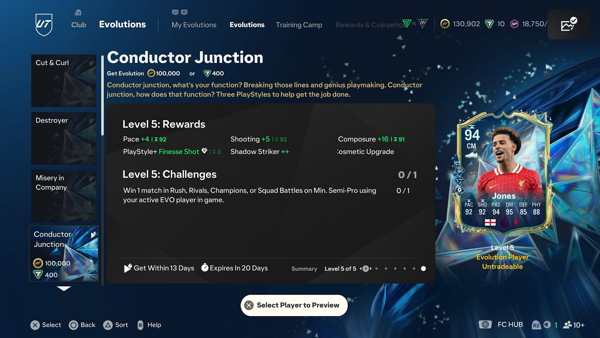 The EVO has five levels (Image via EA Sports)